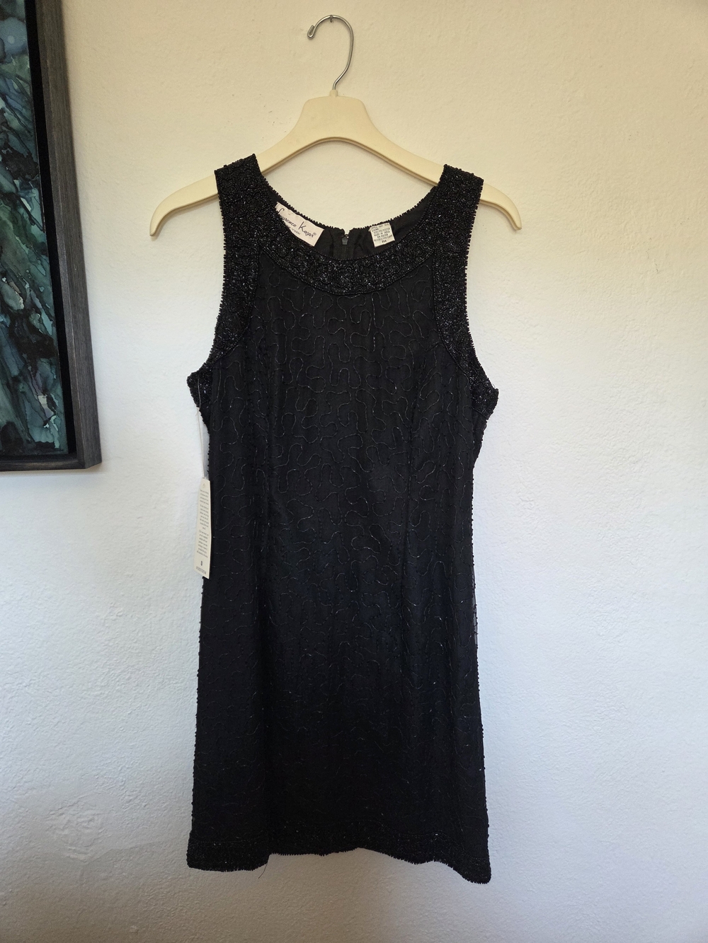 Vintage Laurence Kazar Beaded Black Sleeveless Cocktail Dress